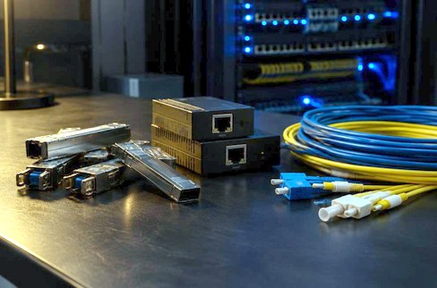 SFP modüller, PoE adaptörler ve kablolar