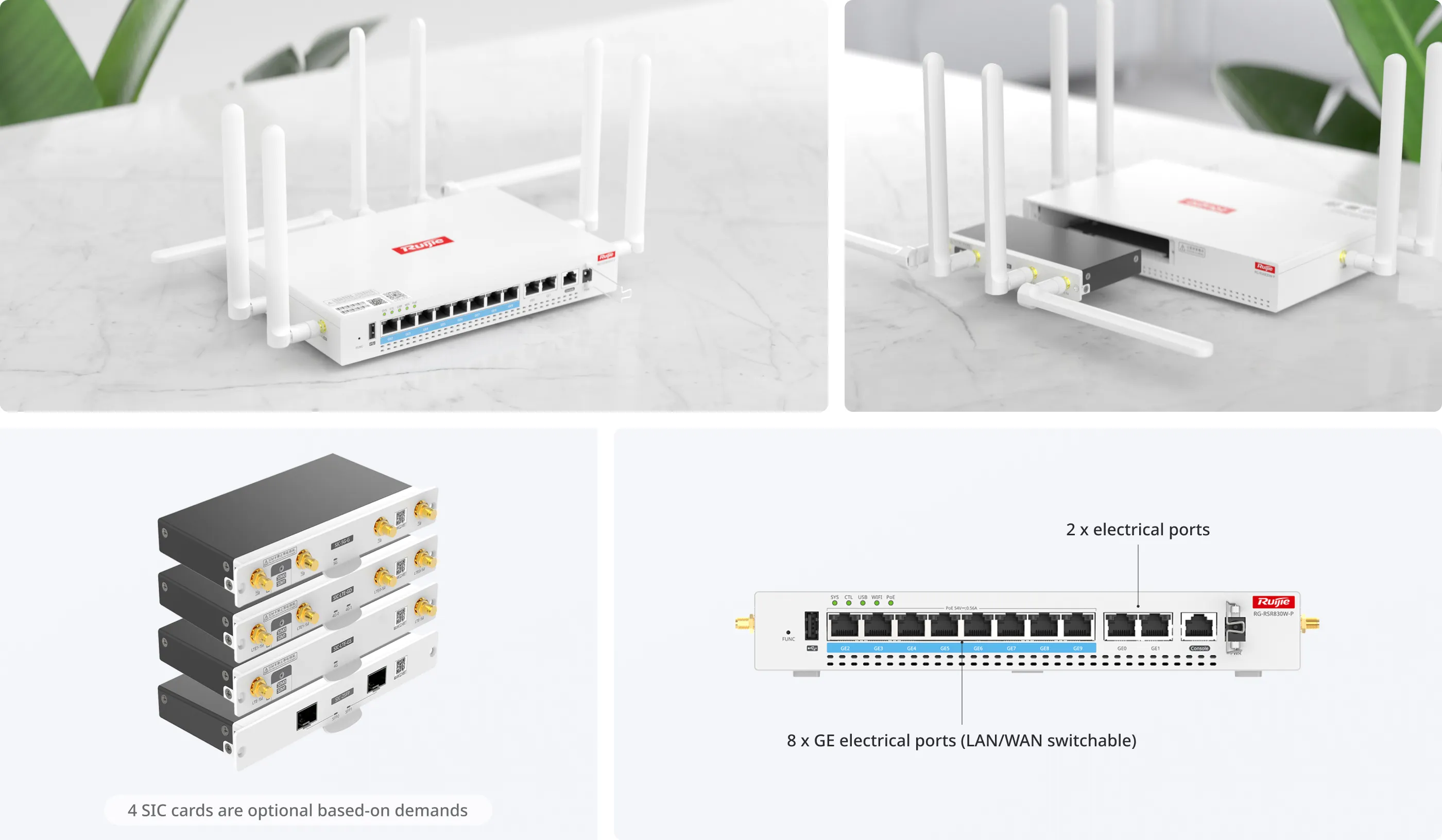 RG-RSR830W-P 10-Port Mobile Router, Supporting PoE and Wi-Fi 6