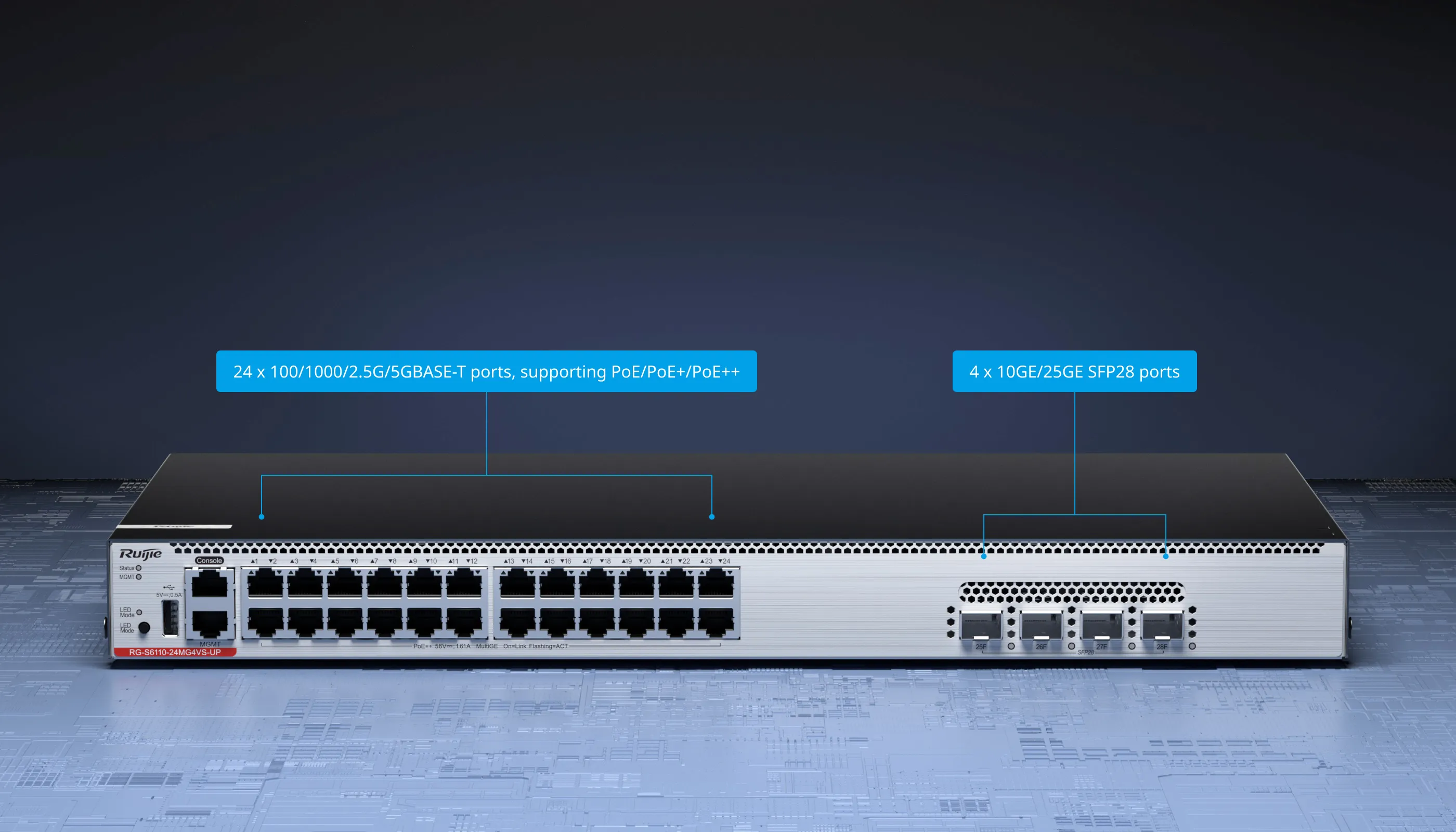 RG-S6110-24MG4VS-UP 24-Port 5GE Managed Multi-GE Access Switches with 25GE Uplink Ports